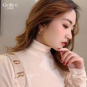 【Gulicc 】古莉可 耳環 滿鑽簍空小熊耳環