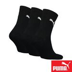 PUMA 男女款中筒襪3雙裝 彪馬 跳豹 男襪 女襪 襪子 運動襪 小腿襪 棉襪 柔軟 棉質 舒適 高彈 耐磨 黑 白, , large