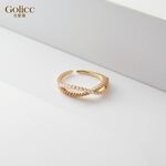 【Gulicc 】古莉可 戒子 輕奢珍珠交叉鋯石戒子, , large