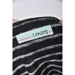 (L) t parts質感棉質條紋黑色長袖上衣二手衣, , large