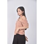 (S) 質感V領橘色短袖上衣二手衣, , large