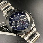 [星晴錶業]BOSS手錶,46mm,HB1513360黑色錶面黑銀錶殼銀色精鋼錶帶款, , large