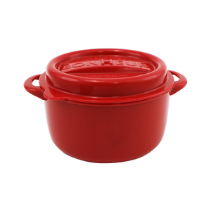 日本製鑄鐵鍋造型可微波保鮮盒-圓形-550ml-3入