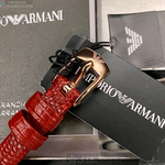 [星晴錶業]ARMANI手錶,26mm,AR00045貝母錶面玫瑰金錶殼紅真皮皮革錶帶款, , large