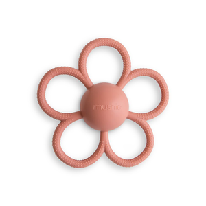 Mushie Daisy Rattle Teether - Dusty Rose