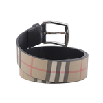 BURBERRY 銀色方釦經典帆布拼牛皮寬3.5cm/80cm皮帶/米色, , large