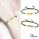 【Prisme Gold】黃金手鍊 玫瑰花 綠色編織手鍊 (金重：約0.04錢±0.02), , large