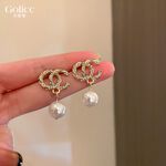 【Gulicc】古莉可 耳環 巴洛克簡約鑲鑽字母珍珠耳環, , large
