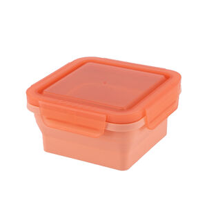 HOUSUXI 正方形矽膠折折盒500ml-杏橙色