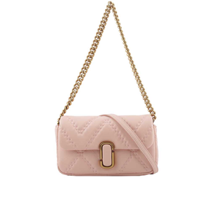 MARC JACOBS THE J MARC 縫線小羊皮翻蓋迷你二用包/玫瑰粉
