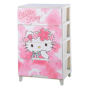 Hello Kitty寬型四層收納櫃