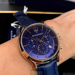 [星晴錶業]MASERATI手錶,42mm,R8871618007寶藍色錶面玫瑰金錶殼寶藍真皮皮革錶帶款, , large