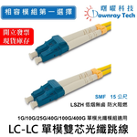 【曙曜】 15 公尺 LC-LC 單模雙芯光纖跳線 OS2 Duplex LC/UPC-LC/UPC 9/125μm LSZH 2.0mm, , large