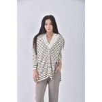 (M) max co質感亞麻棉質條紋杏色外套二手衣, , large