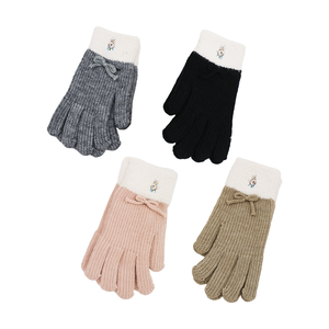 比得兔蝴蝶結毛口刺繡成人觸控手套-22cm-GL8634-2雙入