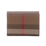 BURBERRY Lancaster 牛皮及帆布格紋三折短夾/水貂灰/棕色, , large