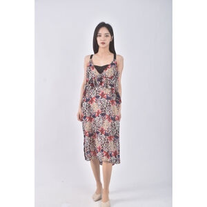 (S) whowhatwear質感吊帶花紋紅色洋裝二手衣