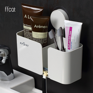 ffcat浴室深型收納置物架 強力無痕貼 盥洗梳洗牙刷牙膏洗面乳潤膚乳置物收納