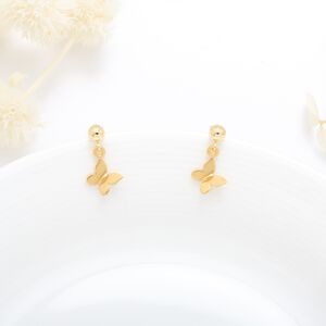 【Angel & Me】蝴蝶 s925 純銀 厚鍍24k純金 一對 耳環 耳夾 禮物