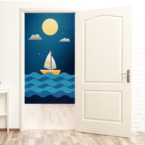 Moonlight sailboat long door curtain