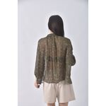(S) uniqlo碎花綠色長袖上衣二手衣, , large