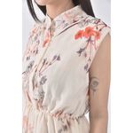 (S) 碎花無袖杏色洋裝二手衣, , large