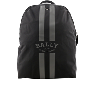 BALLY On The Go Round 條紋尼龍後背包/贈收納袋/黑色
