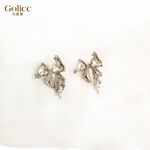 【Gulicc】古莉可 耳環 鋯石蝴蝶結耳飾, , large