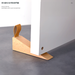【上手家居】實木靜音皮革門擋 大號 原木色(門阻/阻門器/門擋器/擋門器/門擋防撞/門頂/木頭門擋/安全門檔/門檔片/), , large