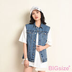 大尺碼-女款 韓版 牛仔背心-深藍-0110020, , large