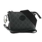 GUCCI Interlocking G 標誌附手提把迷你郵差包/黑灰色, , large
