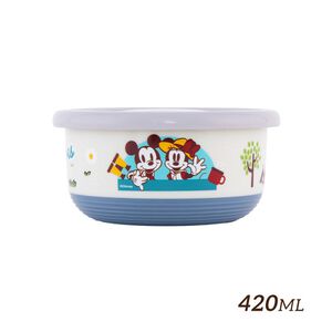 HOUSUXI 迪士尼 不鏽鋼雙層隔熱碗 420ml-米奇米妮