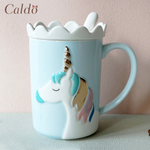 [ Caldo卡朵 ] 奇幻獨角獸馬克杯 (附蓋+匙) - 藍, , large