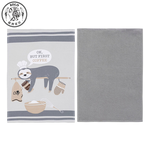 【SOLO Vintage】LCW Home Cute Sloth Kitchen Towel 40x60cm Two Piece Set 100% Cotton Made in Turkey, , large