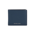 Michael Kors 銀字Logo 荔枝皮革對開證件照短夾(海軍藍), , large