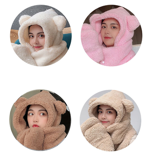 ⭐小熊圍巾+手套⭐ 超級保暖 可愛 熊寶寶 長板 可插手 披肩 連帽 DIY  加厚 絨毛 泰迪熊 圍脖 帽