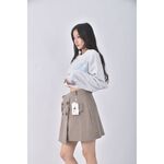 (XL) 質感條紋杏色短裙二手衣, , large
