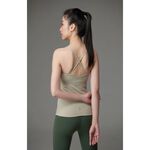 YOGA FLOW Barbie Tank - 細肩帶側邊簍空長版上衣 - 卡其 Khaki, , large