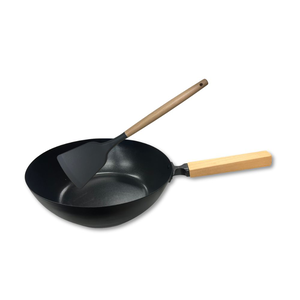 GS MALL 台灣製造 30公分櫸木柄超深炒鍋 深炒鍋 不沾炒鍋 深炒鍋 鐵鍋 鍋具 中鋼深炒鍋 中鋼JIS炒鍋