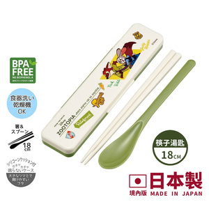 【百科良品】日本製 迪士尼 動物方城市 環保筷子+湯匙組 18CM(日本境內版)