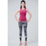 YOGA FLOW Mia Tank - 寬肩帶後背交叉長版上衣 - 胭脂紅 Purplish Red, , large