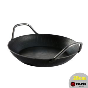 【德國turk土克鐵鍋】熱鍛斜紋 雙耳平底(深)鍋28cm