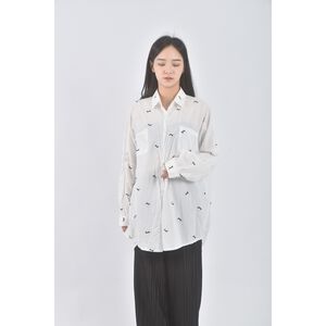 (2XL) girls落肩寬鬆白色襯衫上衣二手衣