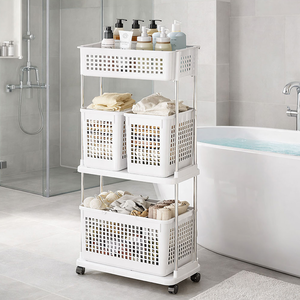 【AOTTO】多功能三層附輪置物收納架(AS-213)