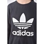 (M) adidas質感棉質logo黑色長袖上衣二手衣, , large