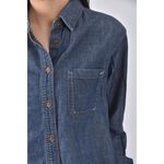 (S) uniqlo質感棉質純棉藍色長袖上衣二手衣, , large