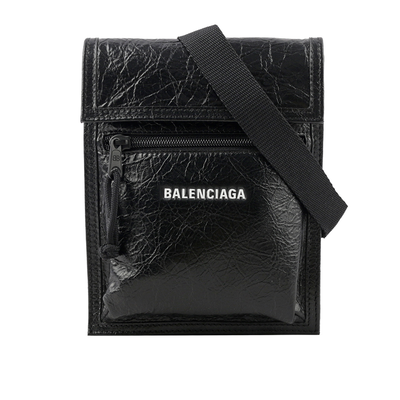 BALENCIAGA Explorer 小羊皮小型斜揹包/黑色