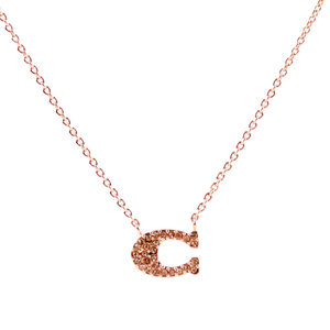COACH C Logo水鑽項鍊/玫瑰金