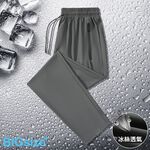 超值推薦 大尺碼-素面 平口 冰絲長褲-黑/灰-0204204, , large