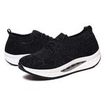 HANG TEN專利足弓氣墊鞋 女鞋 休閒鞋 保庇天后 王彩樺代言 針織 彈力 美腿 水鑽 透氣 排濕 減壓鞋墊 曜黑, , large